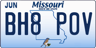 MO license plate BH8P0V