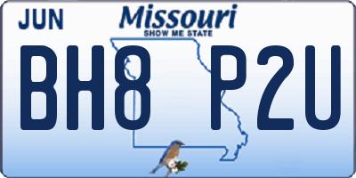 MO license plate BH8P2U
