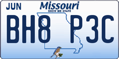 MO license plate BH8P3C