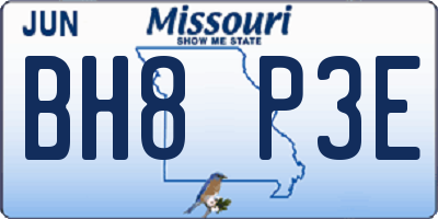 MO license plate BH8P3E