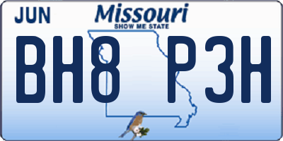 MO license plate BH8P3H