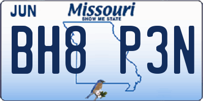 MO license plate BH8P3N