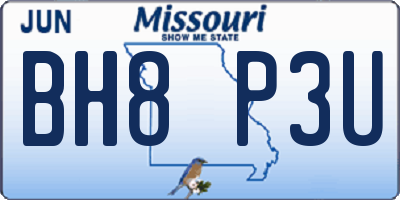 MO license plate BH8P3U