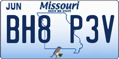MO license plate BH8P3V