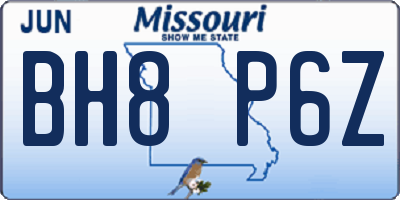 MO license plate BH8P6Z