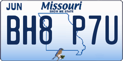 MO license plate BH8P7U