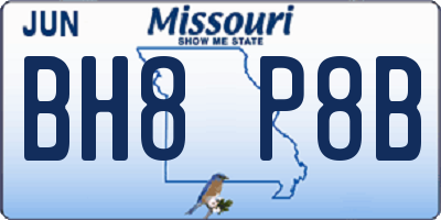 MO license plate BH8P8B