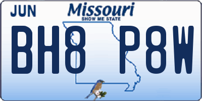 MO license plate BH8P8W