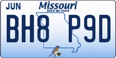 MO license plate BH8P9D