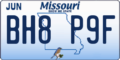 MO license plate BH8P9F