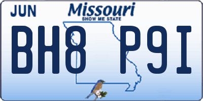 MO license plate BH8P9I