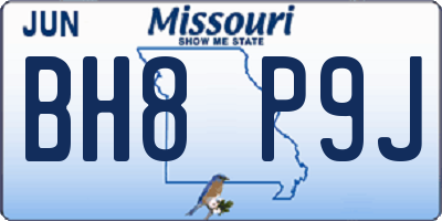 MO license plate BH8P9J