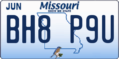 MO license plate BH8P9U