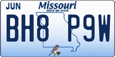 MO license plate BH8P9W