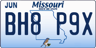 MO license plate BH8P9X