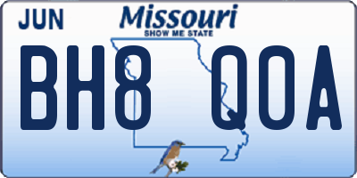 MO license plate BH8Q0A