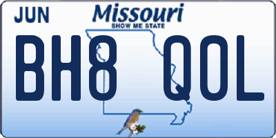 MO license plate BH8Q0L