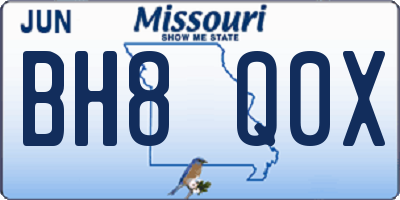 MO license plate BH8Q0X