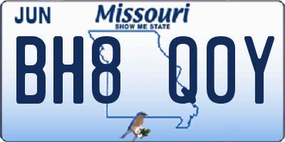 MO license plate BH8Q0Y