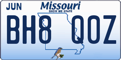 MO license plate BH8Q0Z