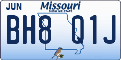 MO license plate BH8Q1J