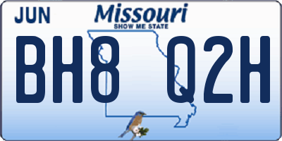 MO license plate BH8Q2H