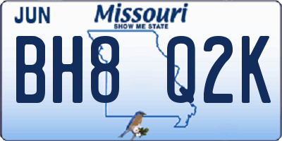 MO license plate BH8Q2K