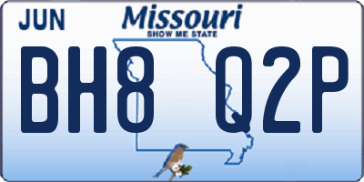 MO license plate BH8Q2P