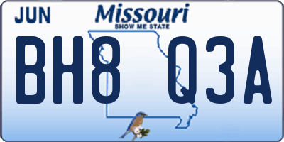 MO license plate BH8Q3A
