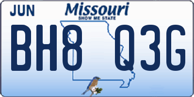 MO license plate BH8Q3G