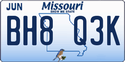 MO license plate BH8Q3K
