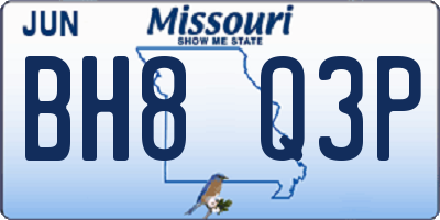 MO license plate BH8Q3P