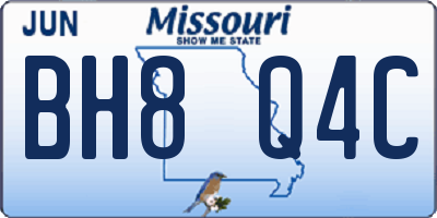 MO license plate BH8Q4C