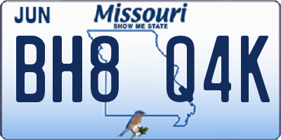MO license plate BH8Q4K