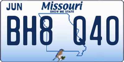 MO license plate BH8Q4O