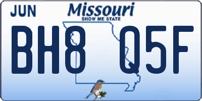 MO license plate BH8Q5F