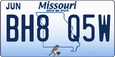 MO license plate BH8Q5W