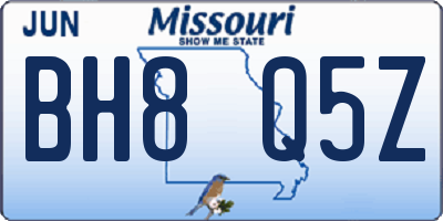 MO license plate BH8Q5Z
