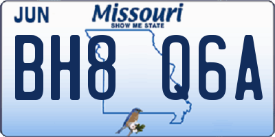 MO license plate BH8Q6A