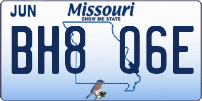 MO license plate BH8Q6E