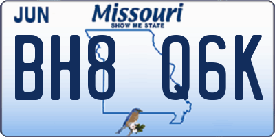 MO license plate BH8Q6K