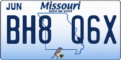 MO license plate BH8Q6X