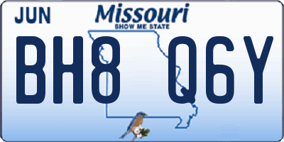 MO license plate BH8Q6Y