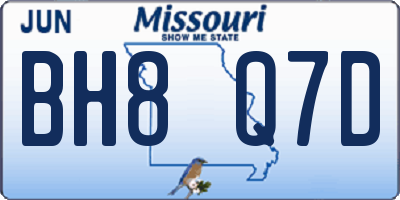 MO license plate BH8Q7D