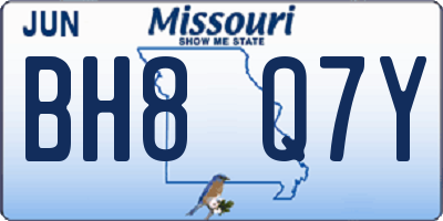 MO license plate BH8Q7Y