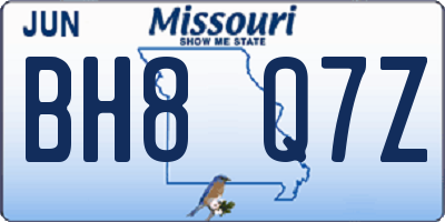 MO license plate BH8Q7Z