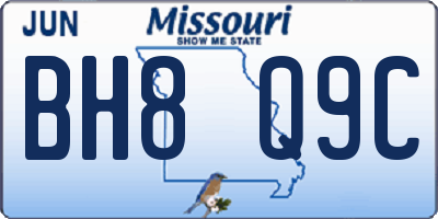 MO license plate BH8Q9C