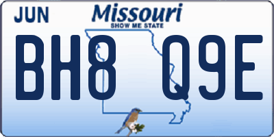 MO license plate BH8Q9E