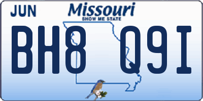 MO license plate BH8Q9I