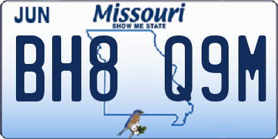 MO license plate BH8Q9M